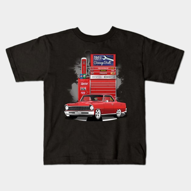 1967 Bolero Red Chevrolet Nova Garage Built Print Kids T-Shirt by RPM-ART